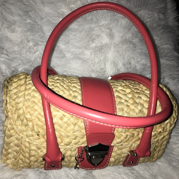 Ann Taylor Straw Purse With Pink Details - Picture 5 of 6